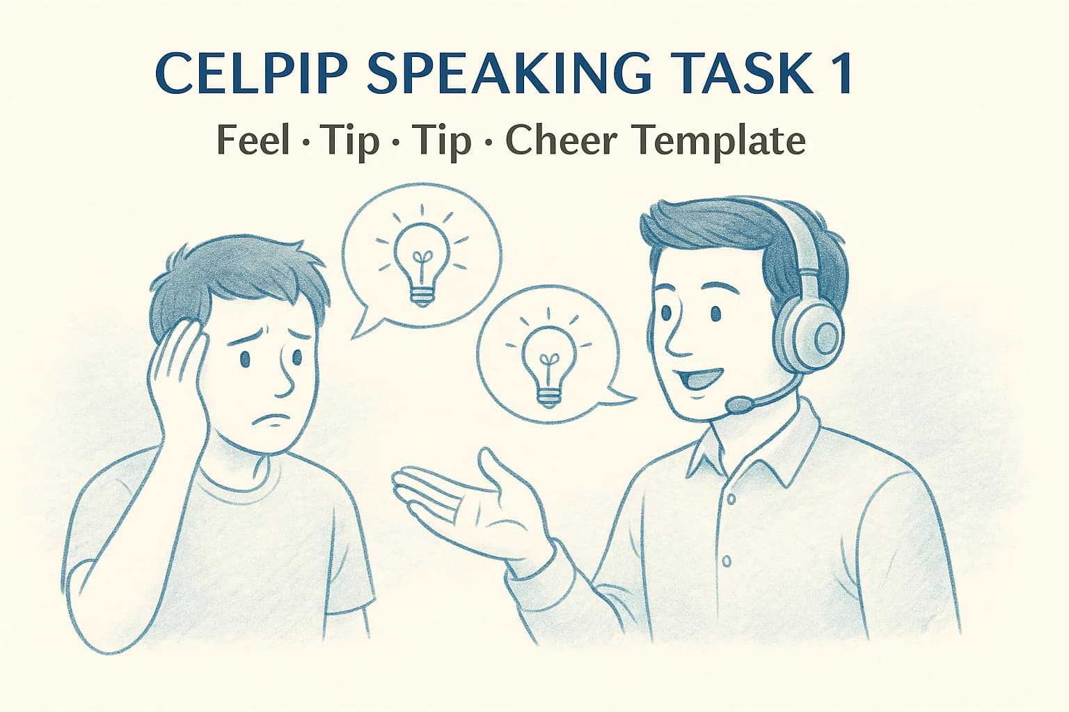 CELPIP Speaking Task 1: Feel · Tip · Tip · Cheer template