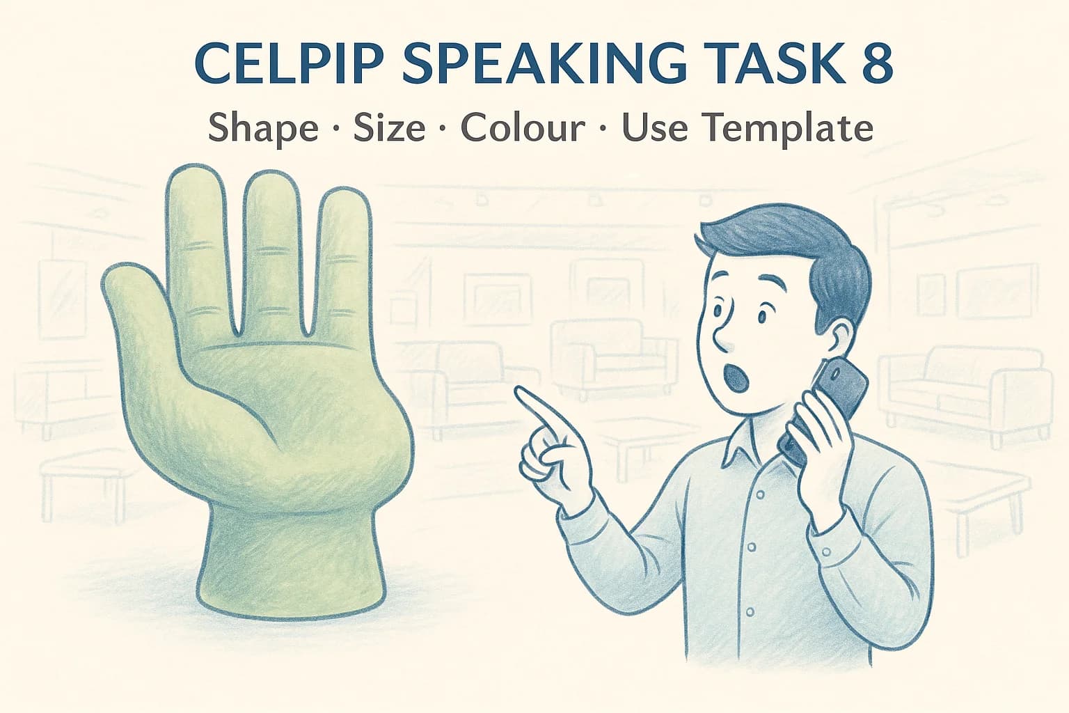 CELPIP Speaking Task 8: Shape · Size · Colour · Use template